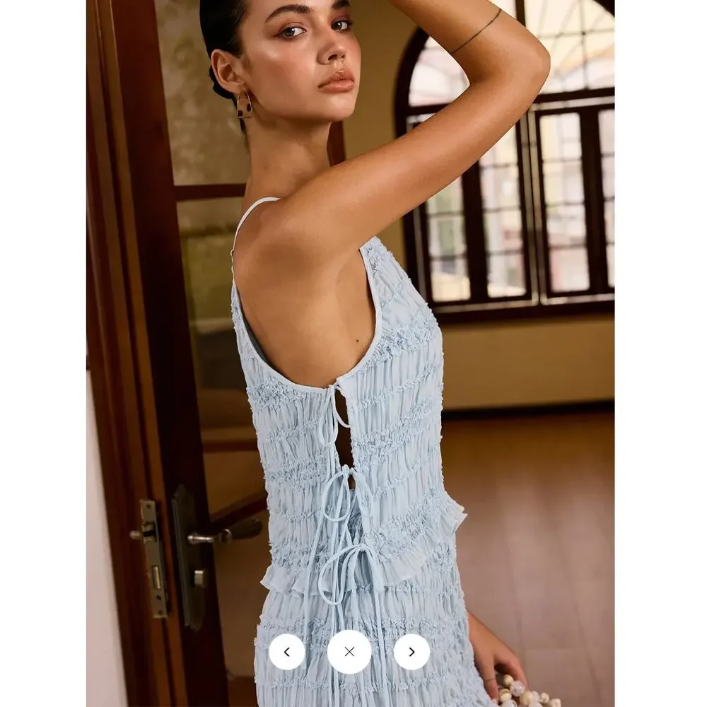 NWT Commense Textured Fabric Side Strap Half Skirt Set Sz M
